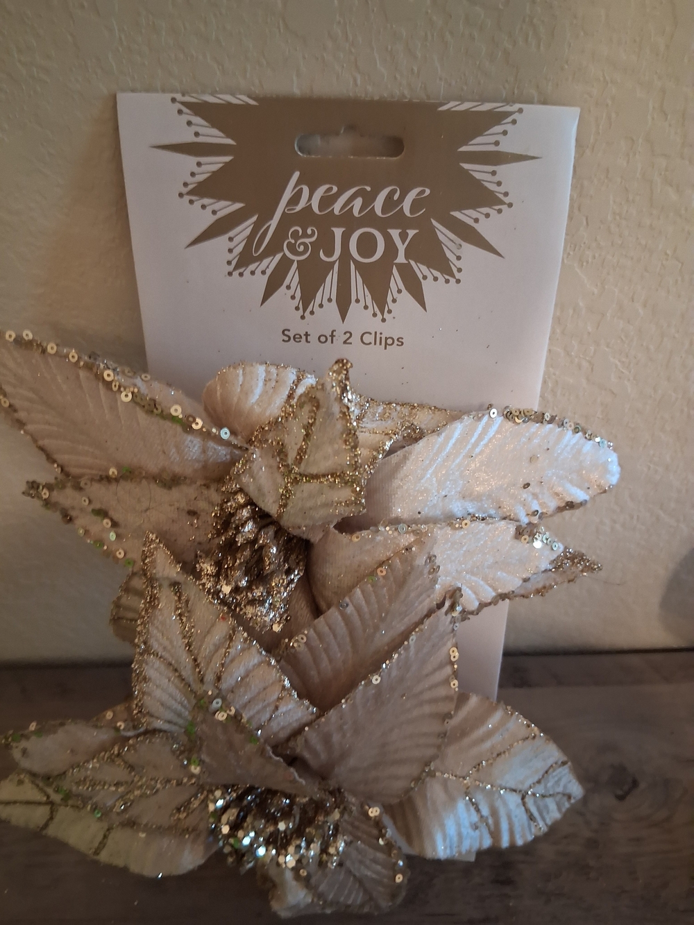 Gold and Cream Floral Clip Set - Set of 2